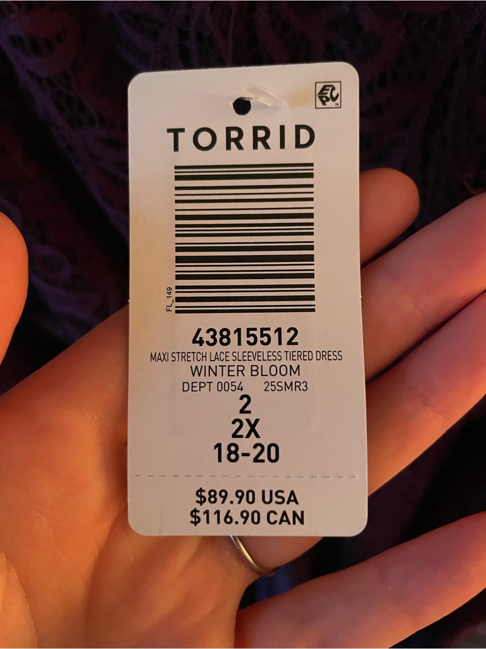 torrid Plum Lace Maxi Dress with Spaghetti Straps - Picture 3 of 3